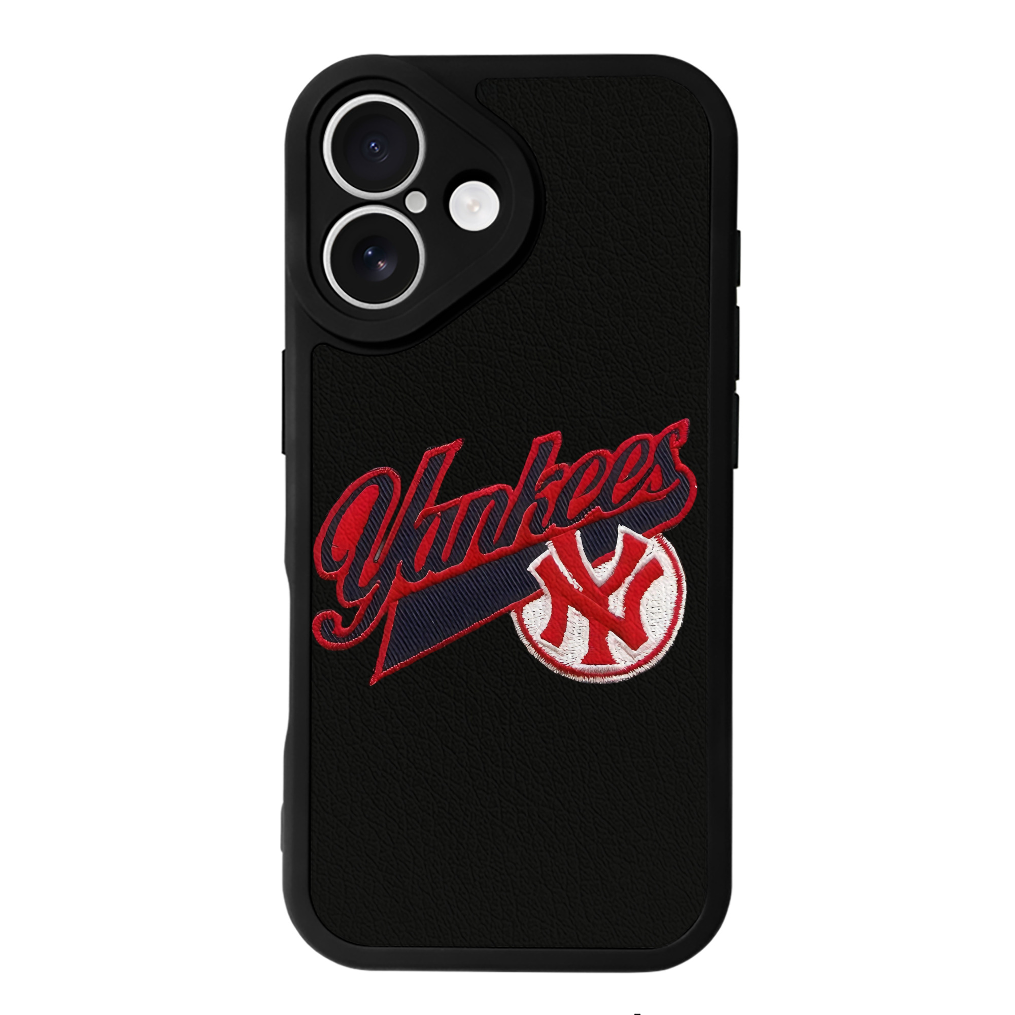 New York Yankees 77 IPhone 16 Silicone Leather Case – UV Print, Lambskin Texture – Perfect Fit, Wireless Charging Compatible, Scratch Resistant, Precise Cutouts – Stylish Protection For IPhone 16